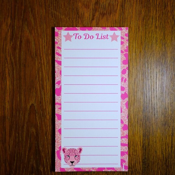 Hand Crafted Other - Handmade Pink Animal Print To Do List Notepad notes, lined, leopard, gift, pad